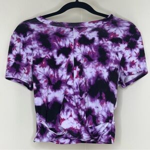 Eclipse Vivid Purple Tie-Dye Crop Top | Twist Front | Trendy Y2K funky shirt